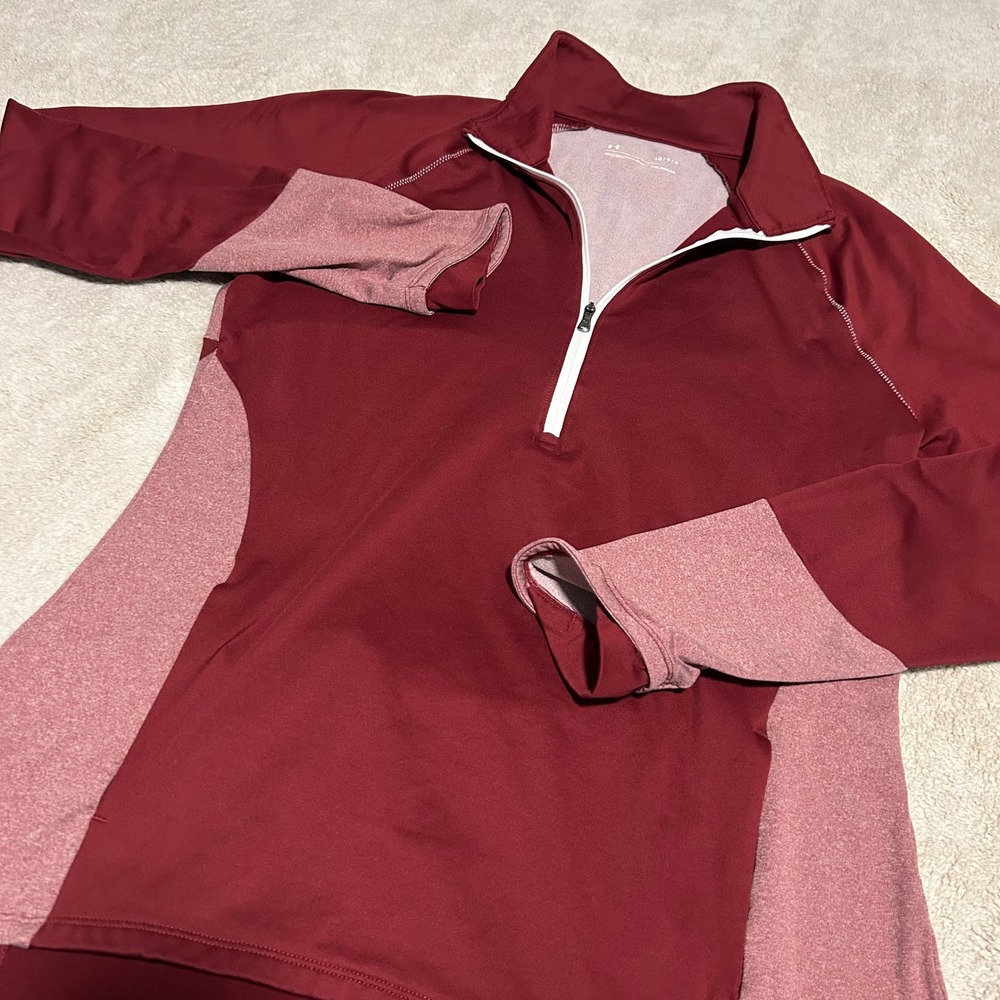 Under Armour ColdGear 1/4 Zip Pullover Womens Large Burgundy